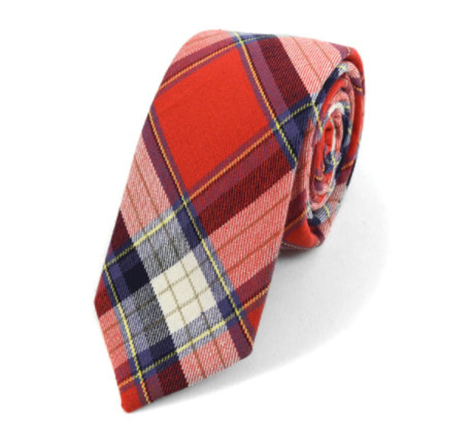 Men's Light Red Plaid Flannel Slim Tie Cotton Formal Etsy