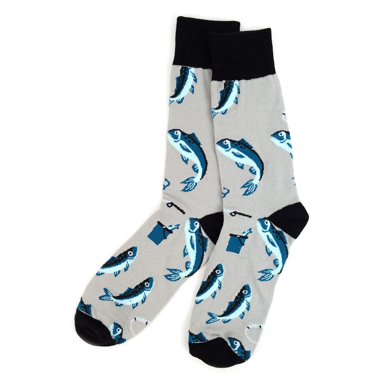 Men's Fish Novelty Grey Casual Socks Fishing Sock Fun | Etsy