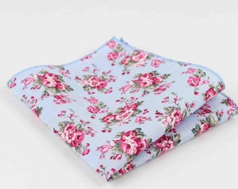 Men's Floral Pocket Square, Cotton Pocket Square, Wedding Pocket Square Handkerchief, Colorful Pocket Square
