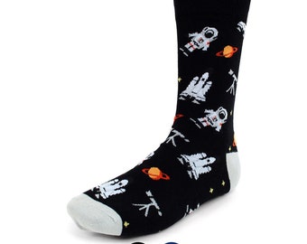 Mens Astronaut Spaceman Outer Space Galaxy Rocket Ship compression sweat-absorbent cool socks cycling happy calf socks