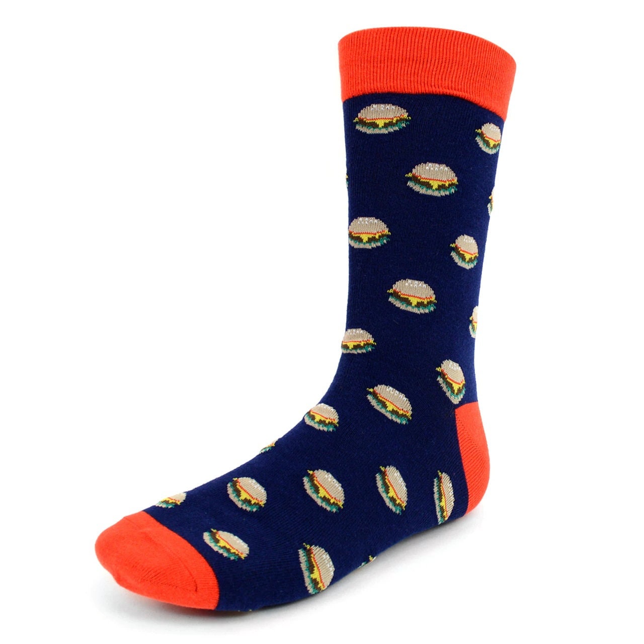 Men's Burger Printed Novelty Blue Casual Socks Fun Crew Etsy