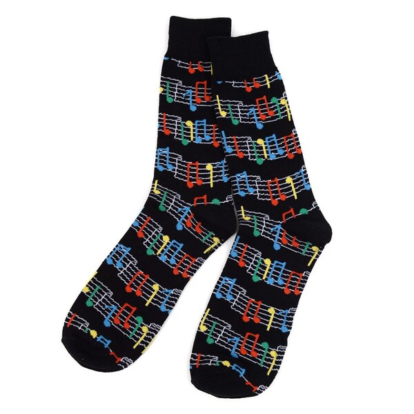 Music Sheet Socks | Rainbow Music Notes Socks | Funny Musical socks | Sock for Musician | Fun Colorful Novelty Socks |