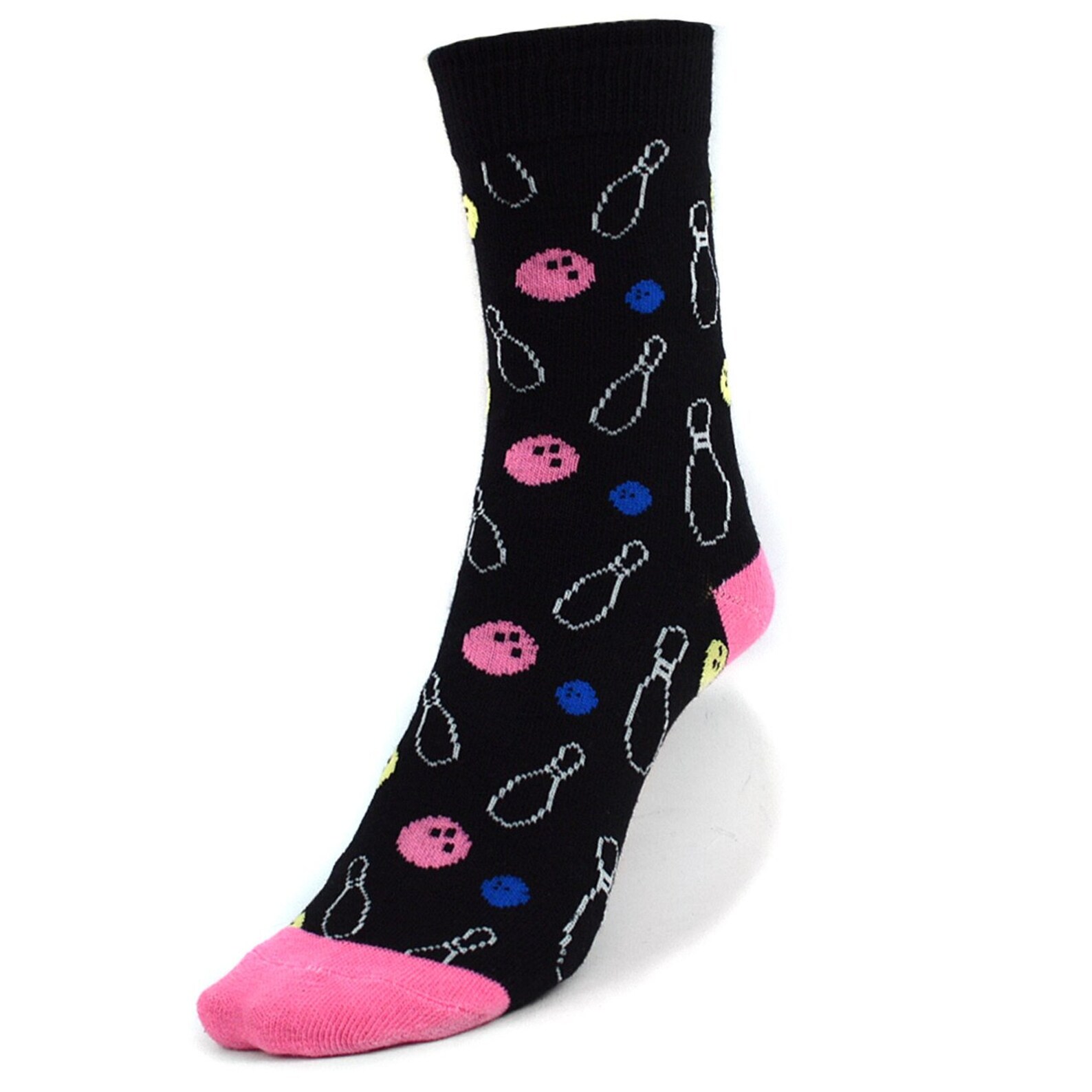 Women's Bowling Novelty Black Fun Crew Socks Funny Sport Etsy