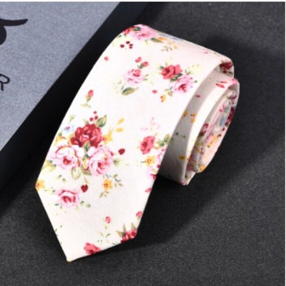 White Floral Wedding Slim Tie Flower Ties Great Ties for Etsy