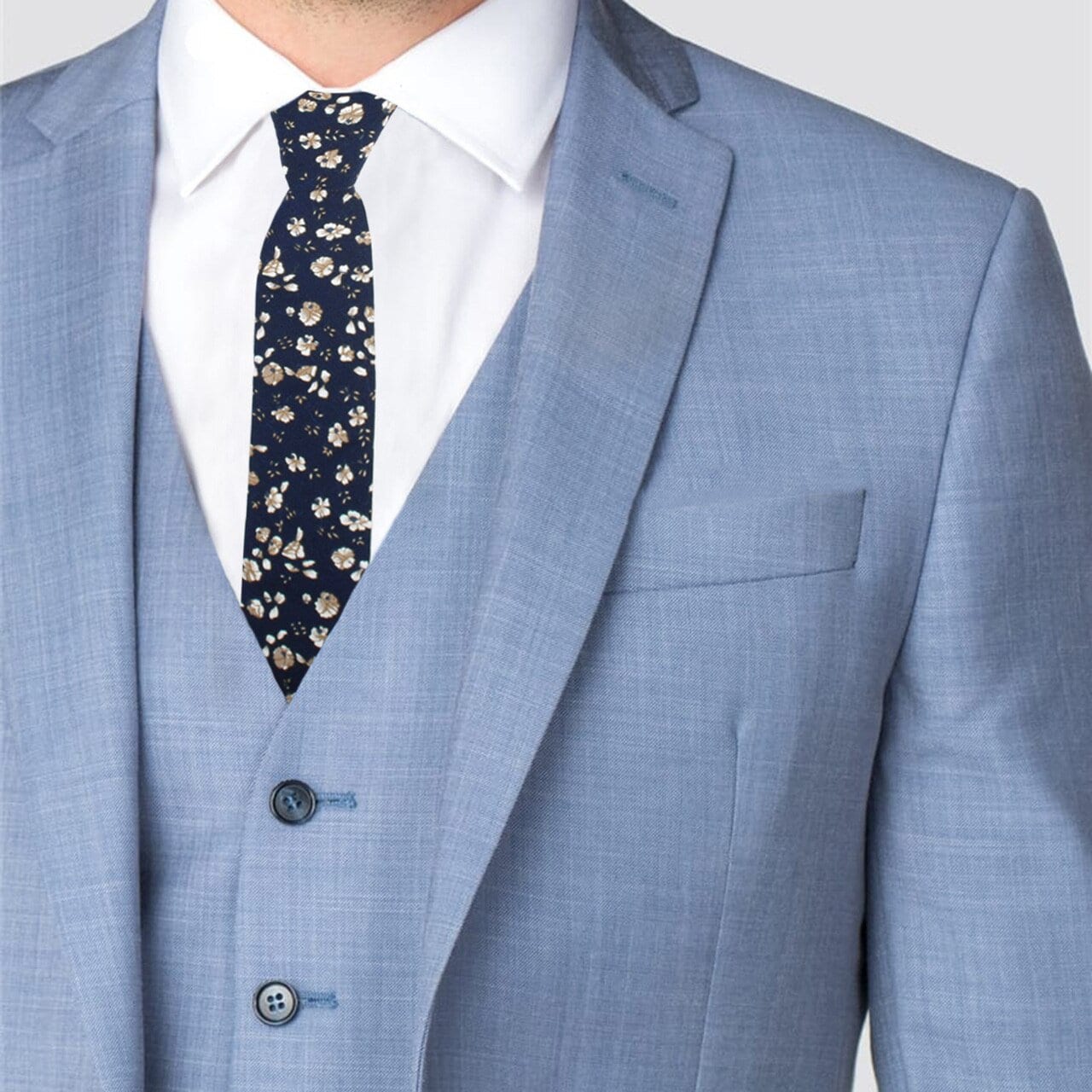 Men's Navy Blue Floral Wedding Slim Tie Great Ties for | Etsy