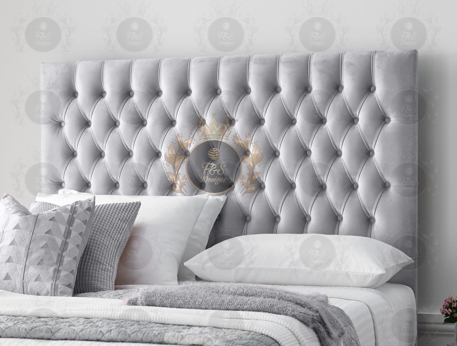 CHESTERFIELD HEADBOARD Plush Velvet 24 2FT6 3FT 4FT 4FT6 5FT