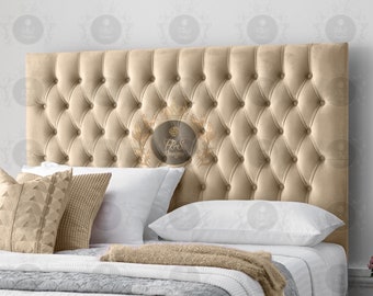 CHESTERFIELD HEADBOARD Plush Velvet 24" - 2FT6, 3FT, 4FT, 4FT6, 5FT, 6FT - 8 COLOURS