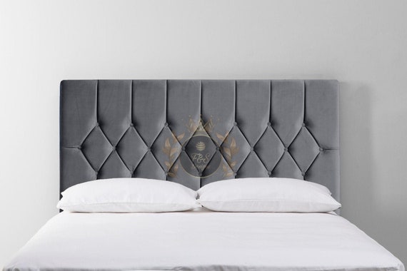 PLUSH VELVET HEADBOARD New Diamond Design 24 Height 2FT6 3FT 4FT 4FT6 5FT 6FT All Sizes Colours Etsy