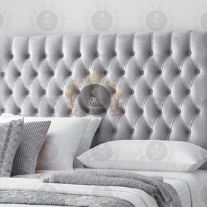 CHESTERFIELD HEADBOARD Plush Velvet 36" - 2FT6, 3FT, 4FT, 4FT6, 5FT, 6FT - 8 COLOURS