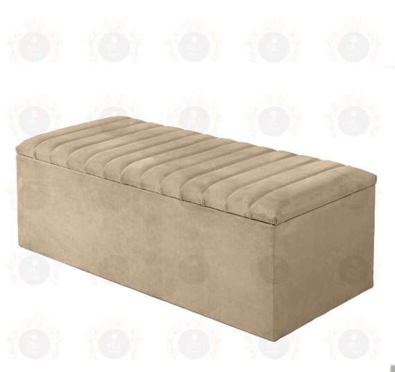 thumbnail interactive-video image 1 of Velvet Chesterfield Ottoman Storage Box – Fully Assembled, Tufted, 40x18x14, Choice Of Color 1 of 5