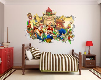 Fortnite Combat Video Game 3D Hole In Wall Wall Sticker Decal DIY Mural