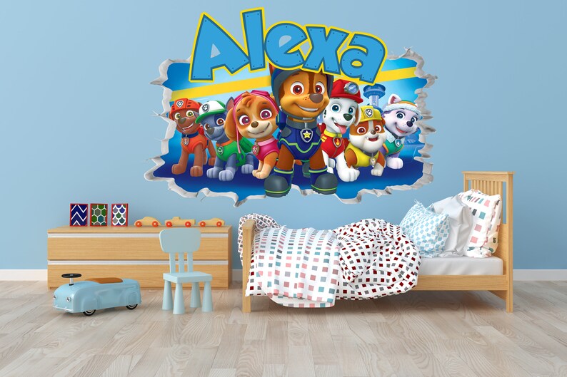 Paw Patrol Wall Decal Sticker Vinyl Wall Decor 3d Wall Hole Etsy