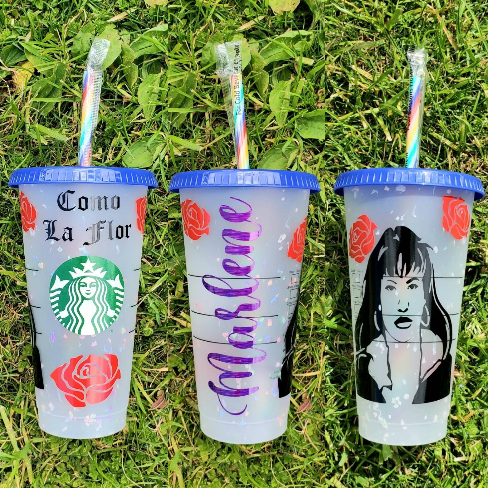 Como La Flor Inspired Tumbler Glitter Cup 