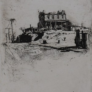 William Walworth Stilson, A Harlem Landmark, circa 1910, Etching on Wove Paper, Original Print, New York City, NYC, Antique