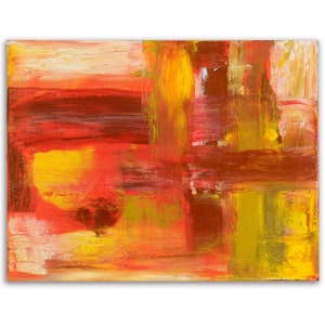 Hidden Sun Original on Canvas Small Painting Bright Cheerful Colors Abstract Sunset Mod Style Home Decor Wall Art image 1