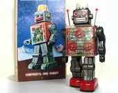 1964 HORIKAWA MACHINE ROBOT in 15 quot Light Up Wood Display Box Crate - One of a Kind Set