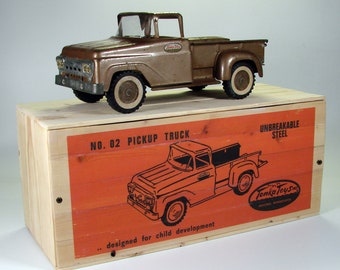 1959 TONKA Pickup Truck No. 02 in Lighted Wood Display Crate - One of a Kind Set