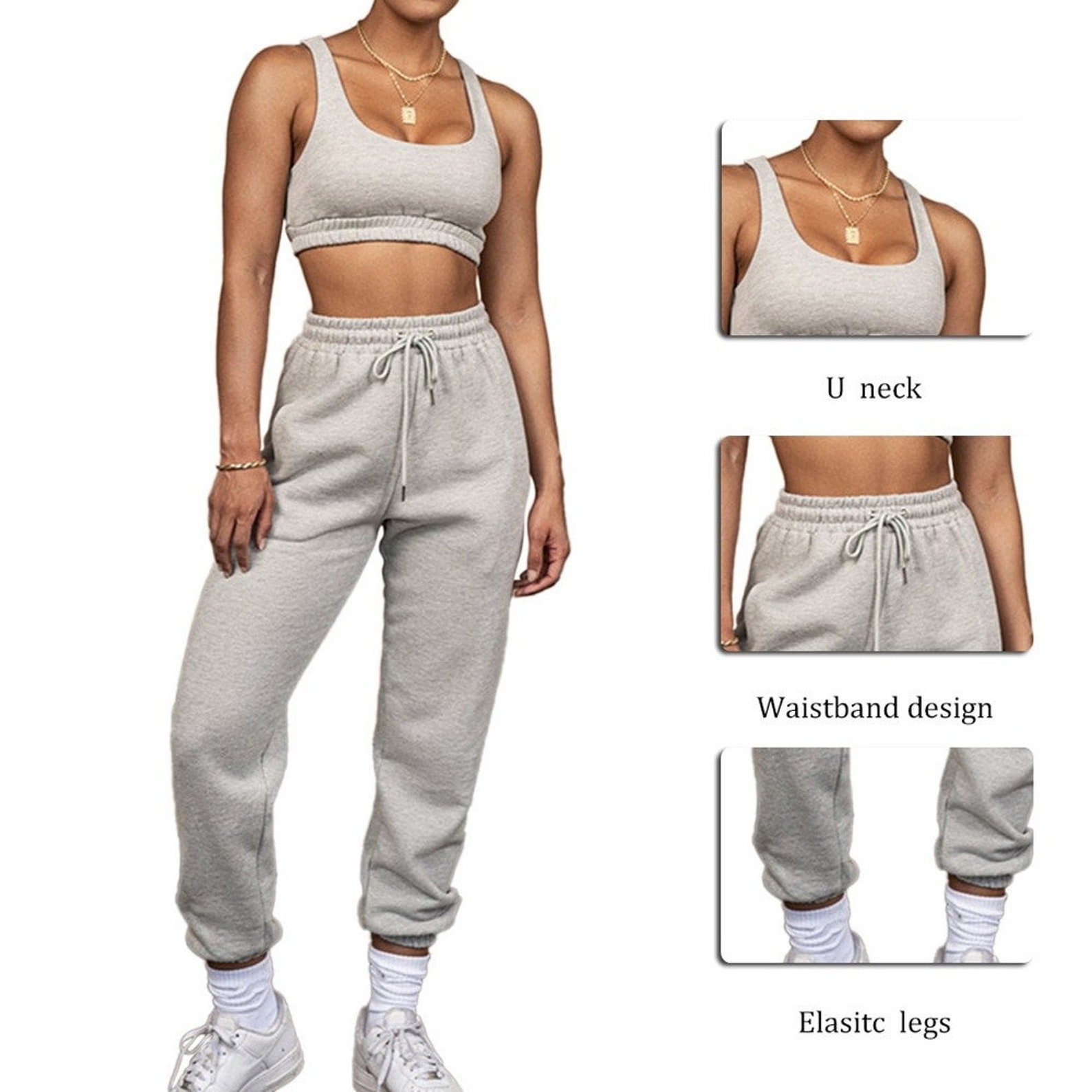 Washed Crop Top & Jogger Set main image 1