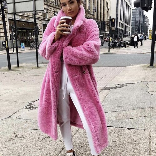 Black Chunky Coat Fall Plush Coat Long 