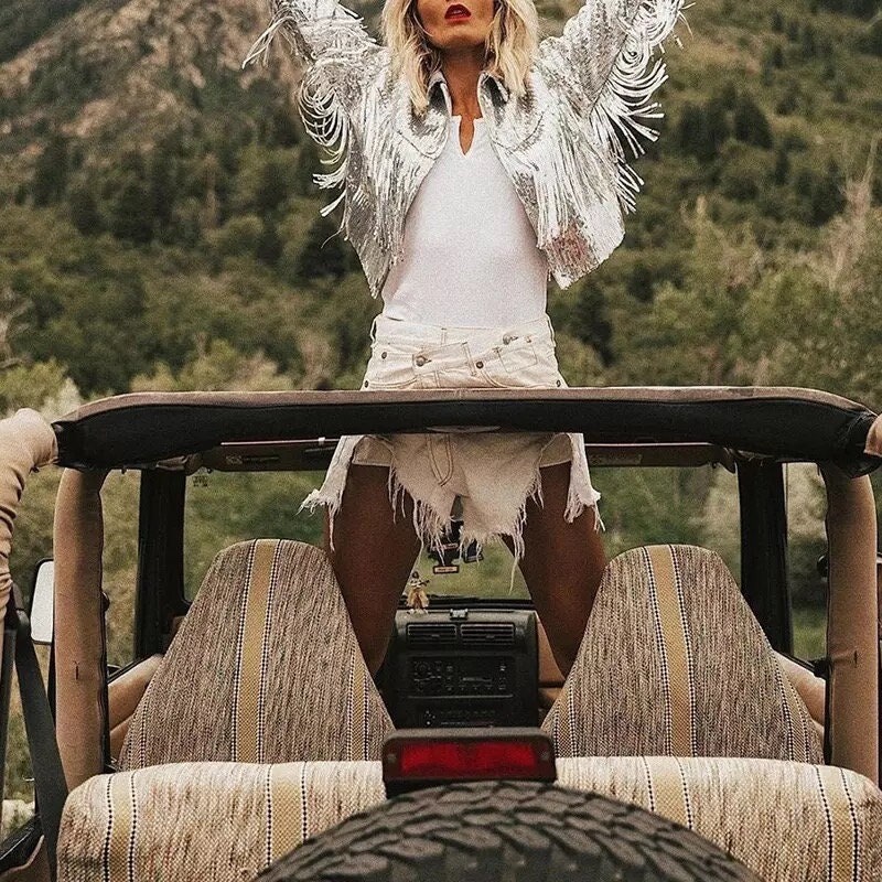 sequin tassel fringe jacket