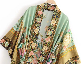 boho kimono vrouwen kimono set Kleding Dameskleding Pyjamas & Badjassen Sets zomer kimono en shorts Kimono 2 delige set vintage kimono zomer dragen strand dragen Boho kimono 