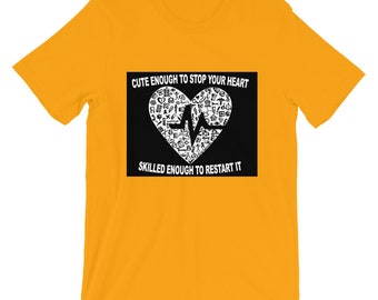T-shirt Humour Infirmière USA - "Cute Enough To Stop Your Heart" - Taille Big & Tall - NEUF Avec étiquettes