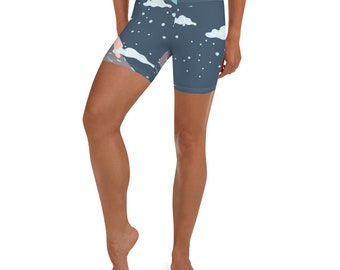 Winter Snowfall Yoga Shorts