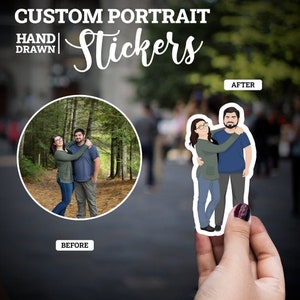 Custom Portrait Stickers, personalized portrait stickers, portrait into stickers, photo into stickers, picture into stickers - photo drawing