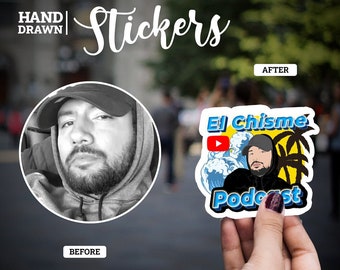 Custom Podcast Stickers, Podcaster stickers, podcast branding, podcast logo, personal branding podcast, podcast design, host portrait
