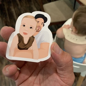 Custom father and son stickers, Father and son cartoon illustration, Custom dad and son decal, Personalized gift and present ideas for dad