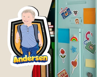 Custom School Locker Magnets - Illustrated |  School Magnets, Locker Magnets, Picture Magnets, name magnets, face Magnets, kids magnets