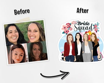 Custom bride Squad Sticker, Bride to be stickers, bachelorette party stickers, Bride squad decal for hat, Bride squad gift bags - drawing