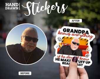 Grandpa sticker, Grandad stickers, Custom Grandad sticker, Grandfather sticker, Grandpa decal - photo drawing
