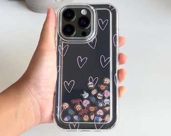 Build Your Personalized Custom Photo Shaker Phone Case, Shaking Charms Inside, Doodle Love