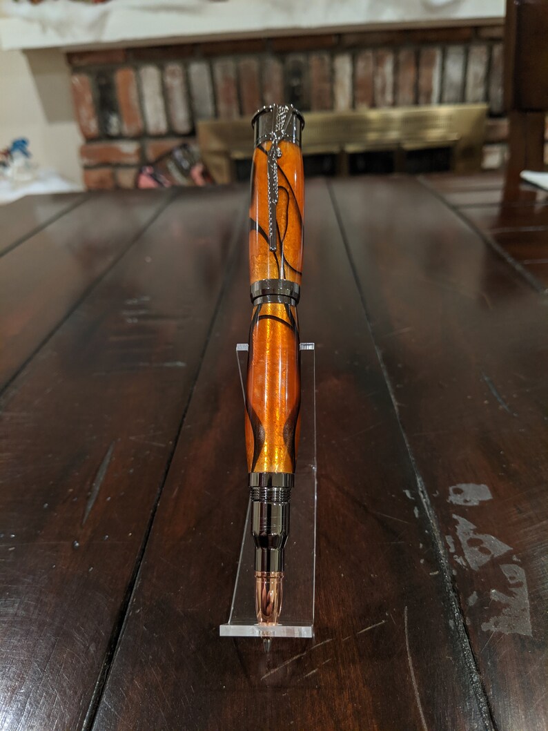 Tiger Stripe Acrylic Handmade Over Under Shotgun Pen