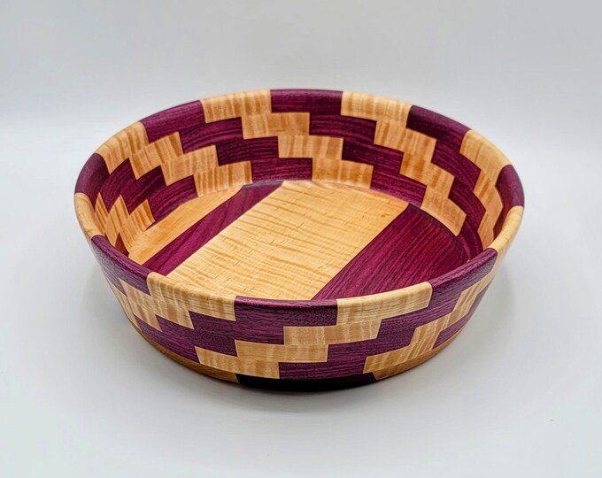 Wooden Salad Bowl / Maple and Purpleheart Salad Bowl / Segmented Bowl