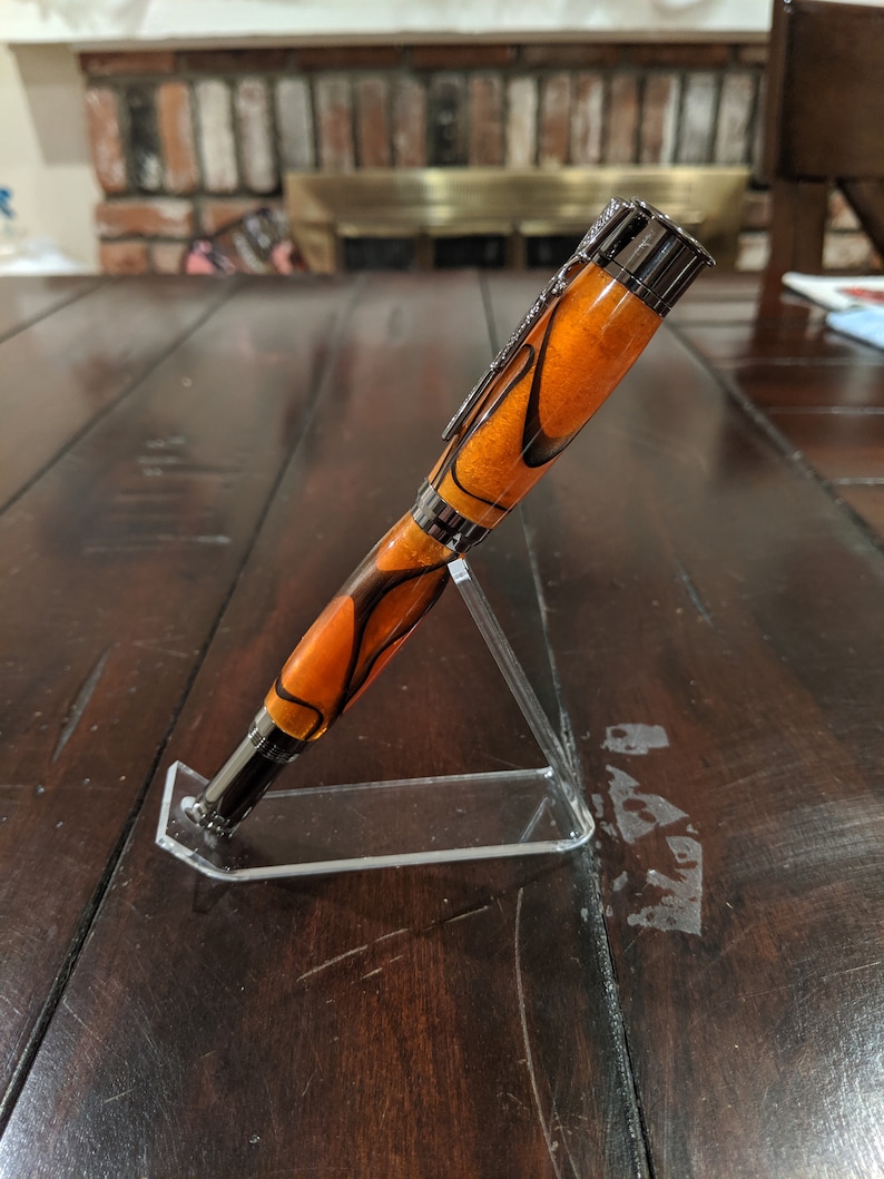 Tiger Stripe Acrylic Handmade Over Under Shotgun Pen