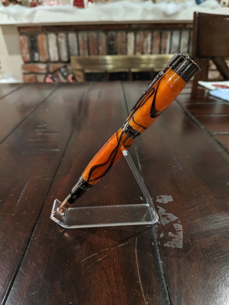 Tiger Stripe Acrylic Handmade Over Under Shotgun Pen