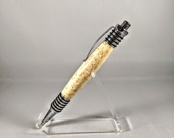 Glow in the Dark Moon Stone Acrylic Handmade Chrome Spartan Click Pen