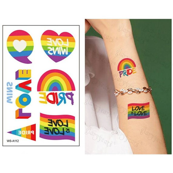 Joomo 1 Sheet Temporary Tattoo Sticker Rainbow Pattern Flash Etsy