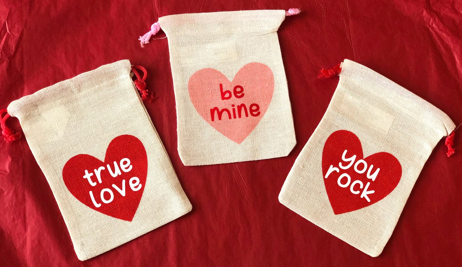 Valentines Day Treat Bags Set of 3 4x6 Heart Party Favor Etsy