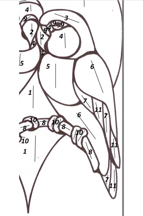 Parrots Stained Glass Pattern Stain Glass Bird Pdfparrots Etsy