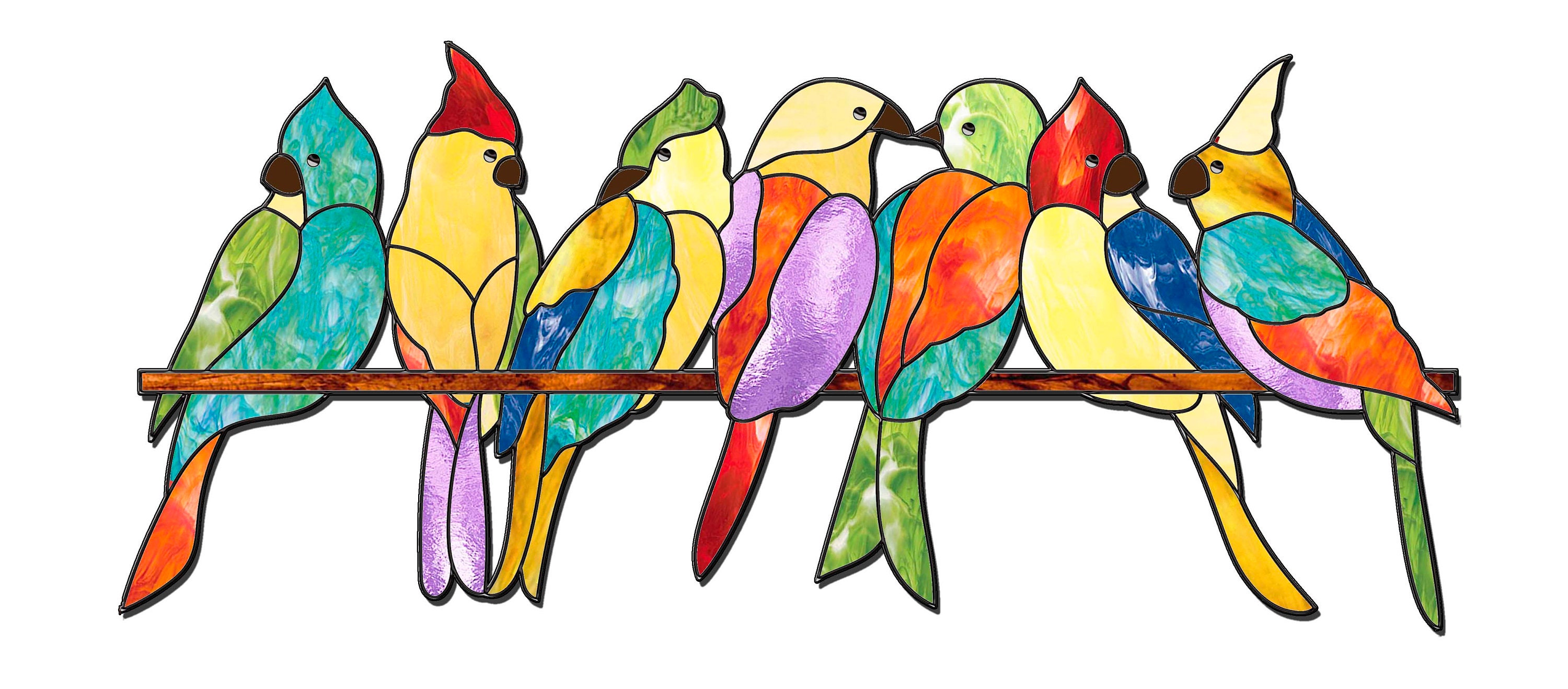 Stained Glass Pattern Birds on a Wire Stained Glass Etsy UK
