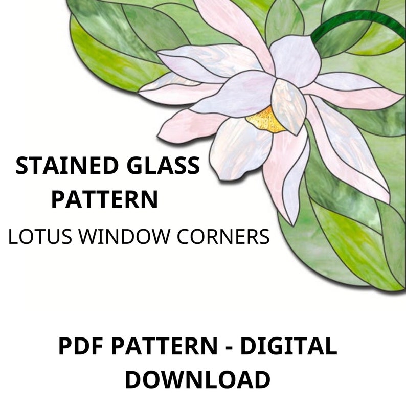 Stained glass LOTUS pattern stain glass window corner pattern Etsy