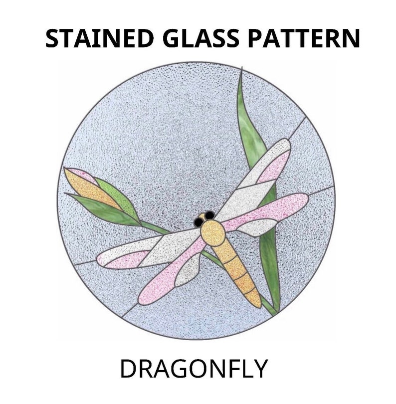 PATTERN Stained glass Dragonfly Easy Stain glass pattern | Etsy