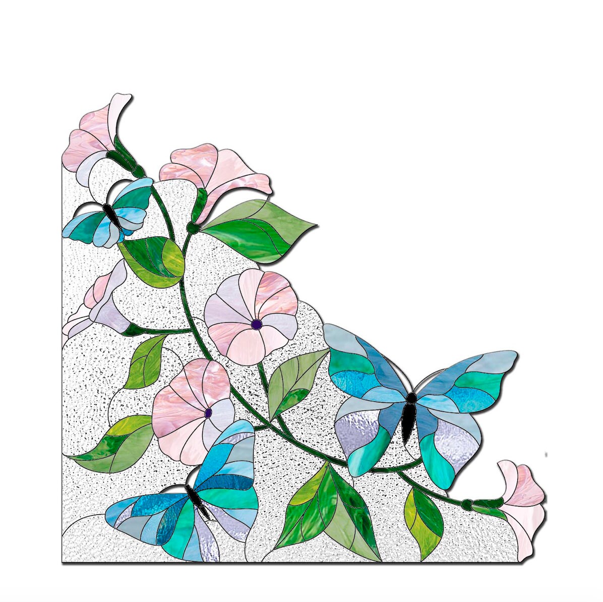 Stained glass window corners pattern stain glass Flowers and Etsy