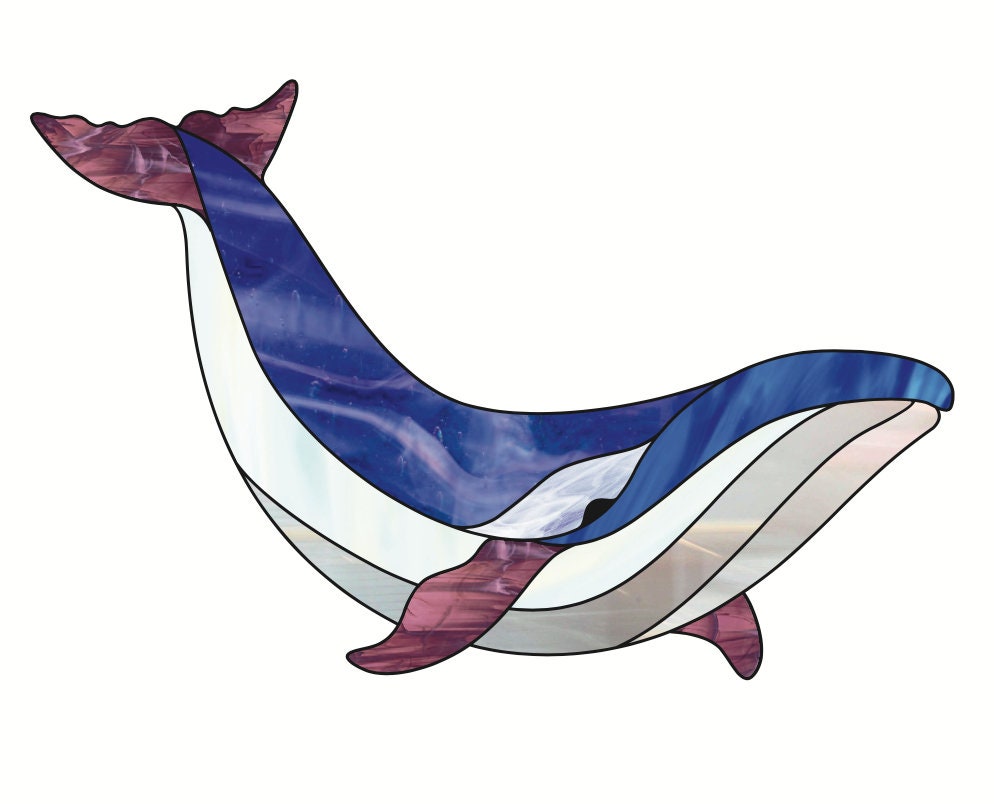 Whale Stained Glass Pattern To Download Suncatcher Pattern Etsy