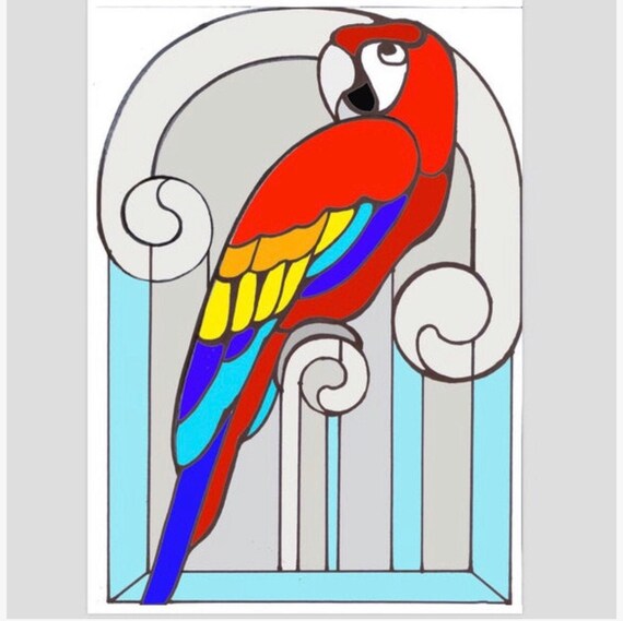 Stained Glass Parrot Pattern Pdf Suncatcher Pattern Stained | Etsy