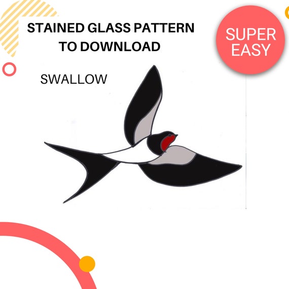 Stained Glass Bird Pattern to Download Swallow Stain Glass Etsy