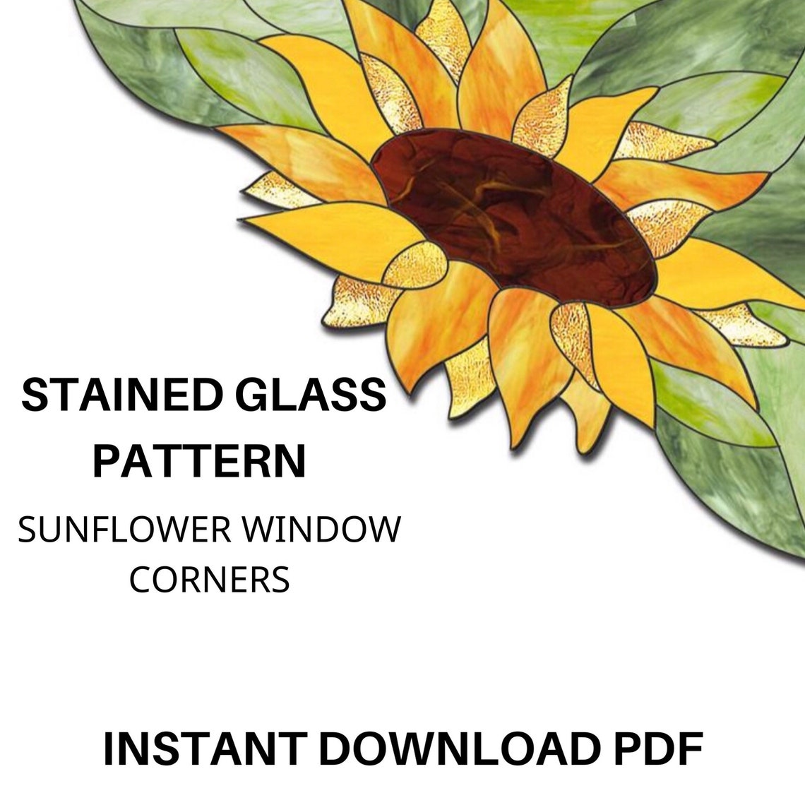 SUNFLOWER Stained glass window pattern stain glass window Etsy
